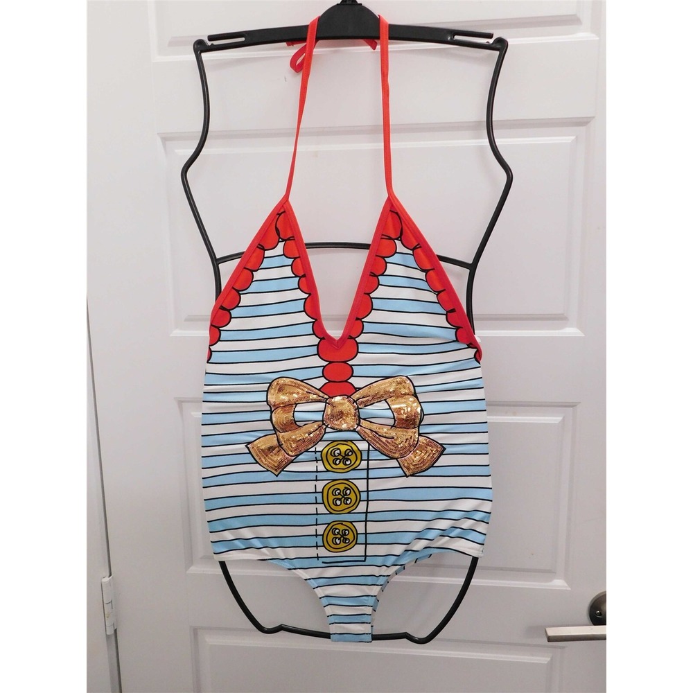 Manoush Print Gold Sequin Bathing Suit sz M